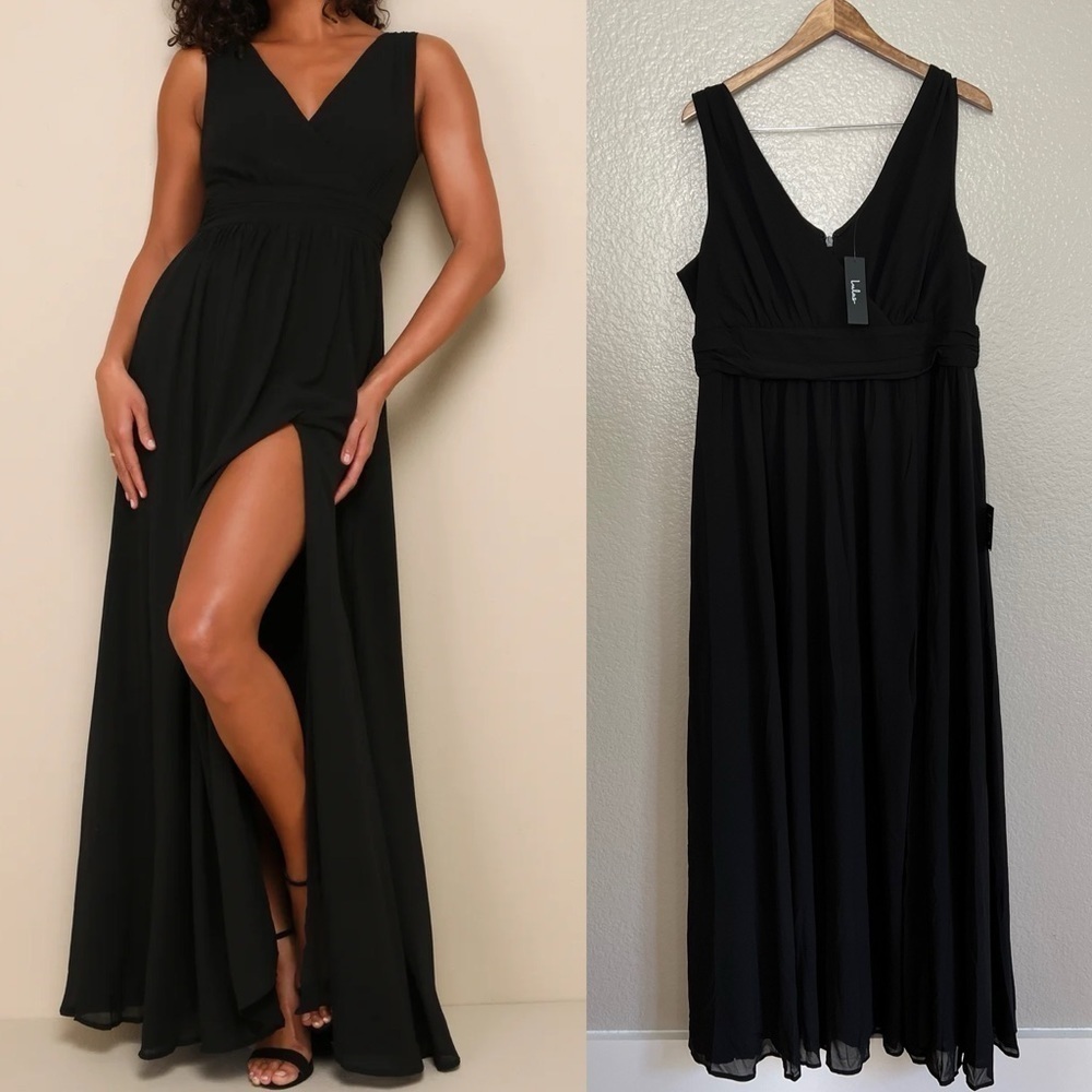 NWOT Thoughts of Hue Black Surplice Maxi Dress